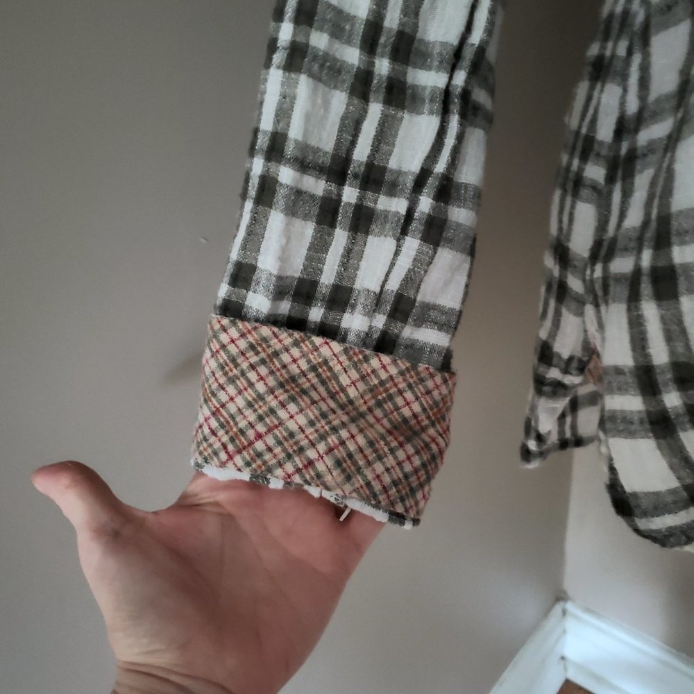 Free People Catch Up with Me Plaid Flannel Button-Down Shirt Size Small - Picture 10 of 16
